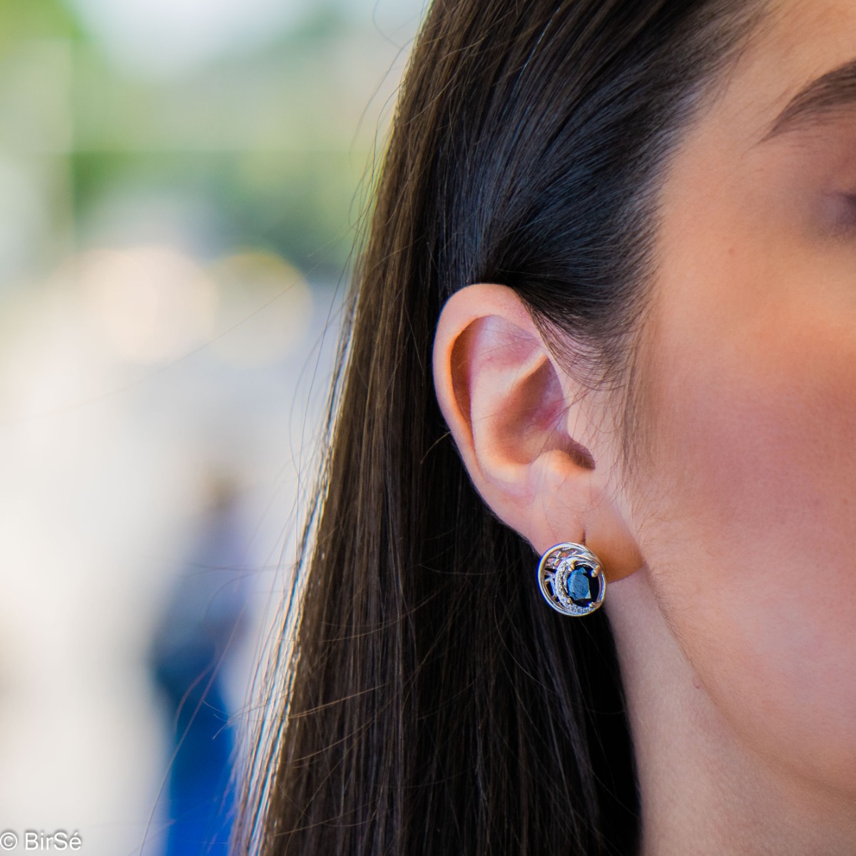 Silver earrings - Natural Sapphire 3,10 ct.