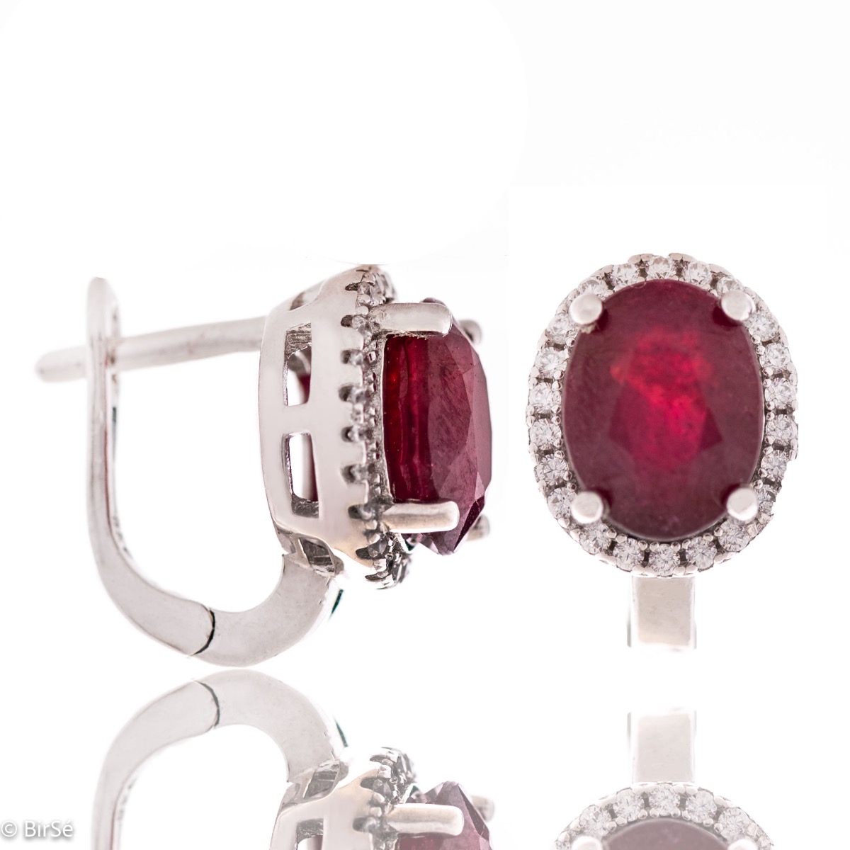 Silver earrings - Natural Ruby 4,40 ct.