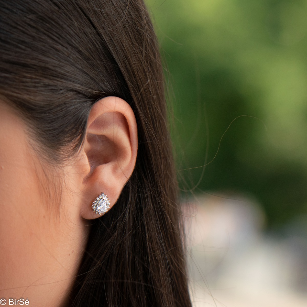 Silver earrings - Zircon drop