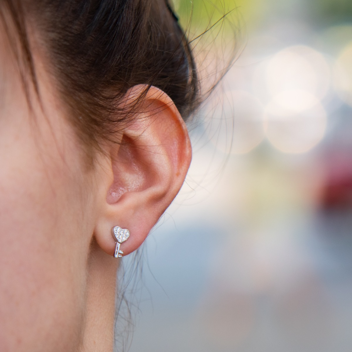 Silver earrings - Key with padlock