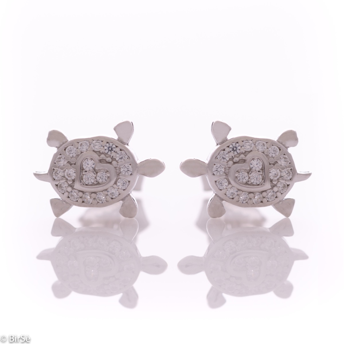 Silver Turtle Studs with CZ