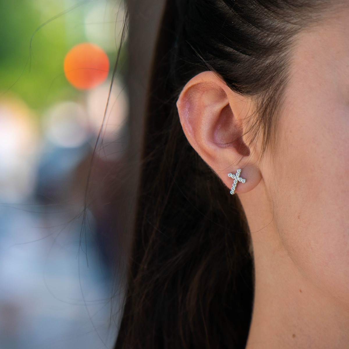 Silver earrings - Cross