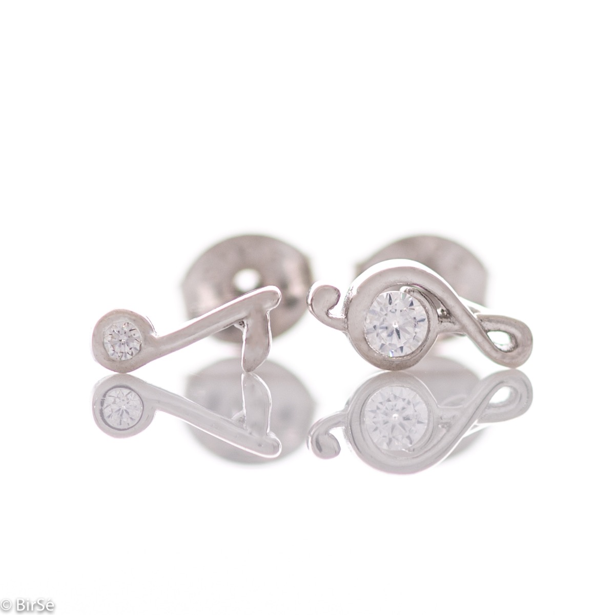 Silver Earrings with Musical Notes