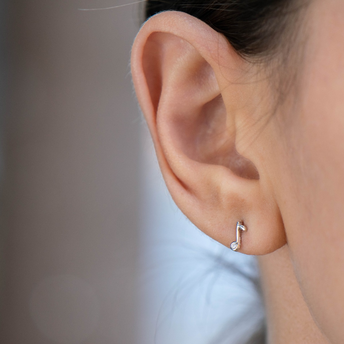 Silver Earrings with Musical Notes