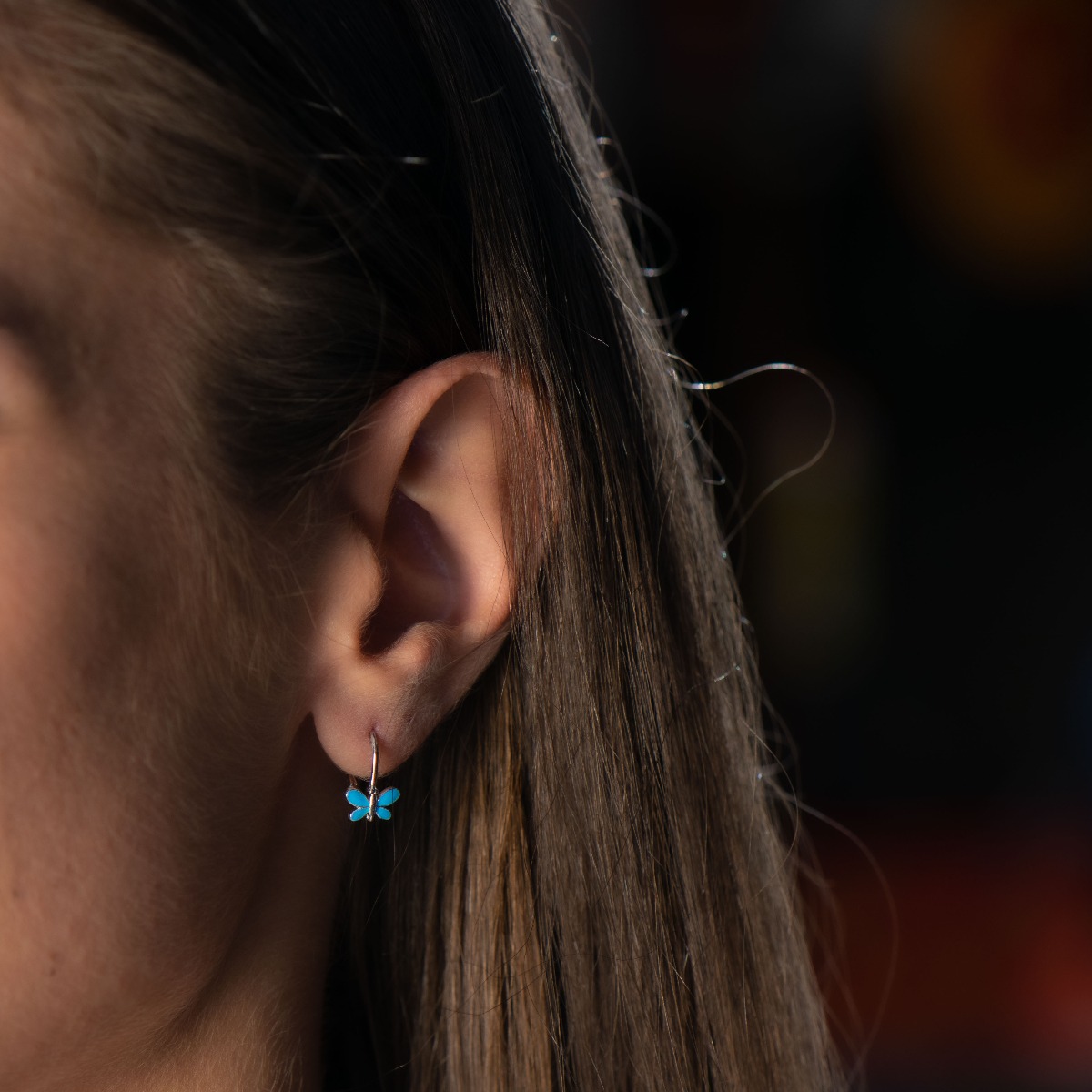 Silver earrings - Blue butterflies