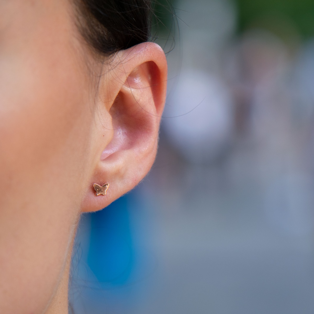 Silver earrings - Pink Butterflies 