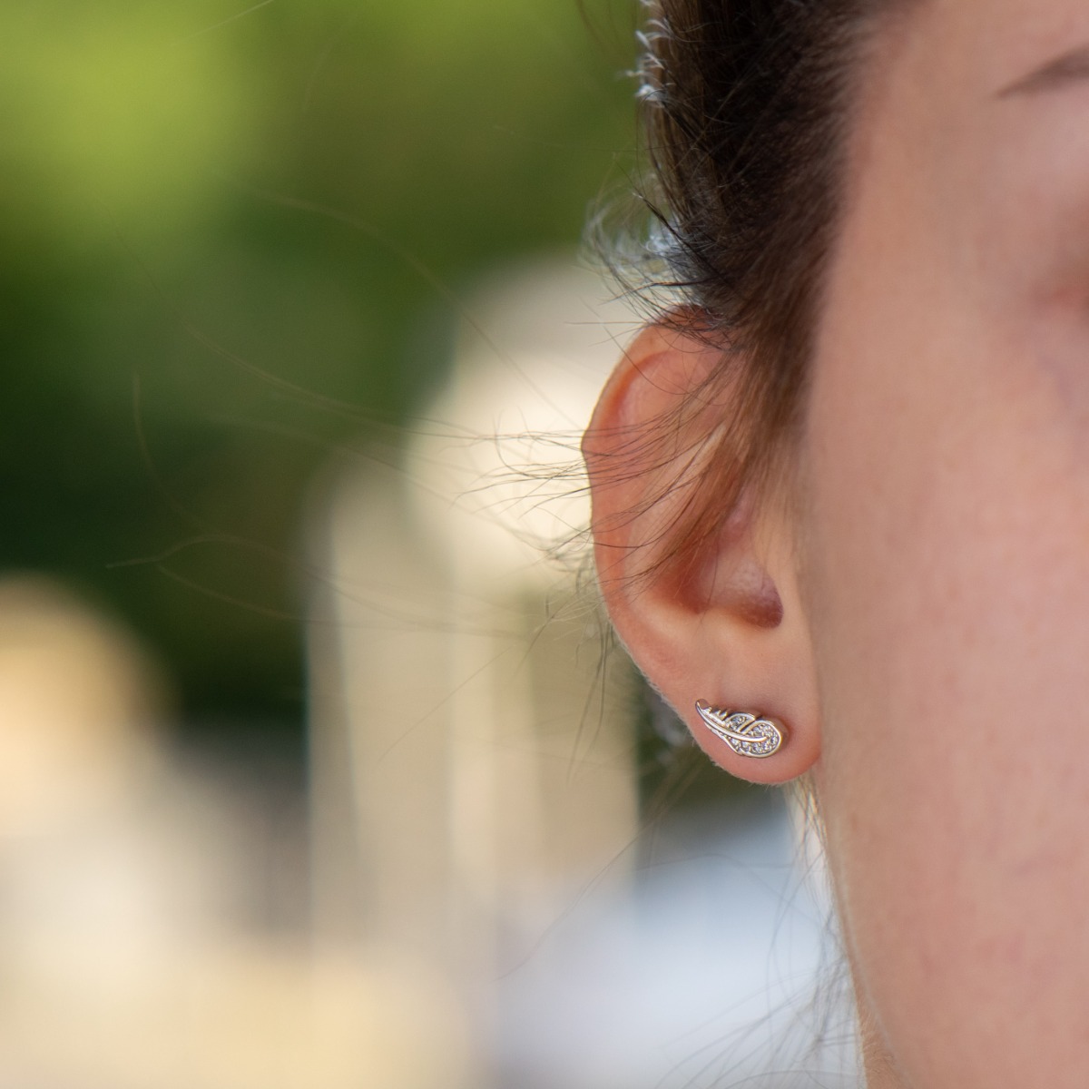 Silver earrings - Feather