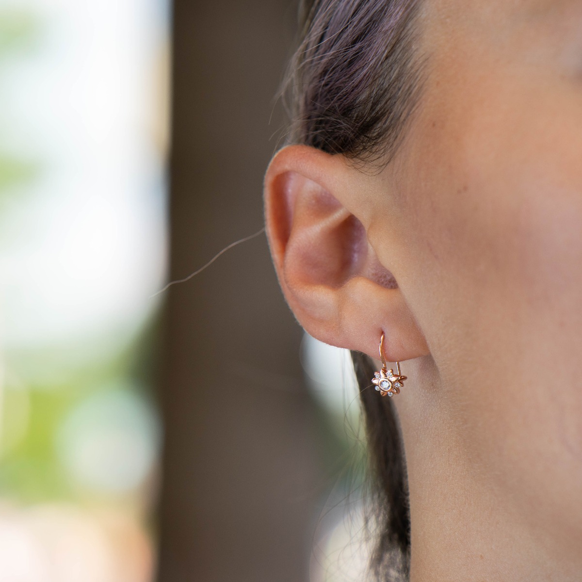 Silver earrings - Flowers in Pink