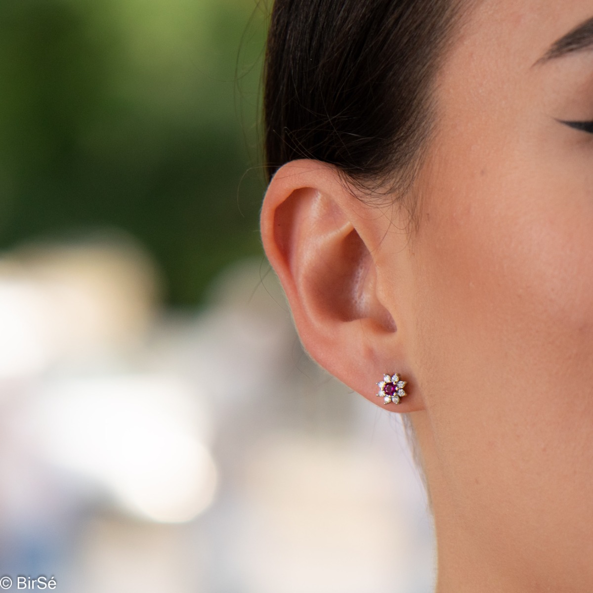 Silver earrings - Ruby color