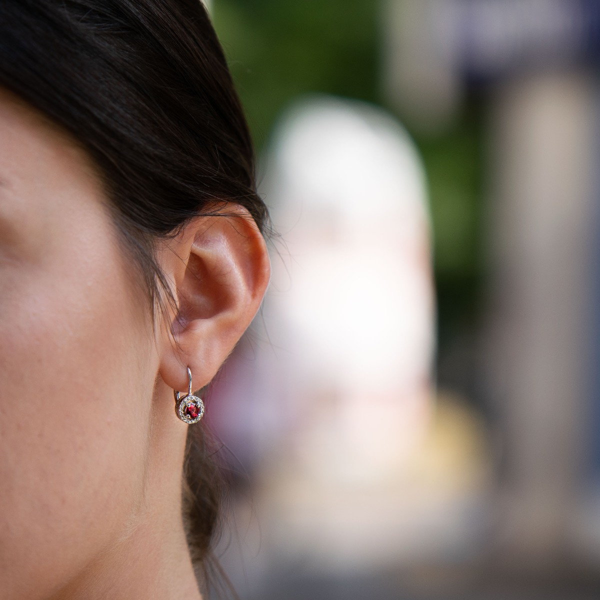 Silver earrings - Delicate rubies 