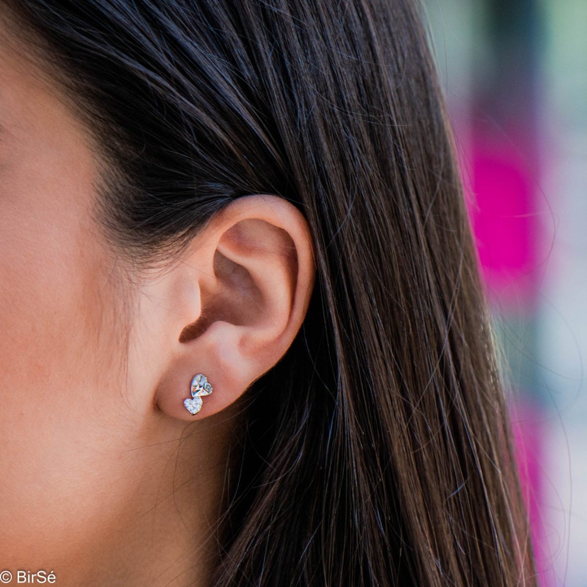 Exquisite earrings made of fine silver in the shape of a heart, in a delicate combination with sparkling zircons. Fastening with a pin is for more convenience, and the earrings are a suitable gift for the beloved girl