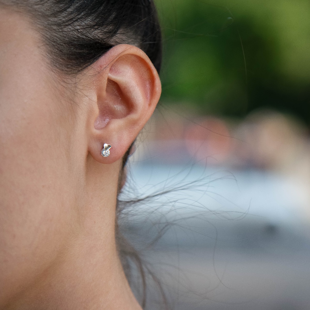 Silver earrings - Heart with Zircon