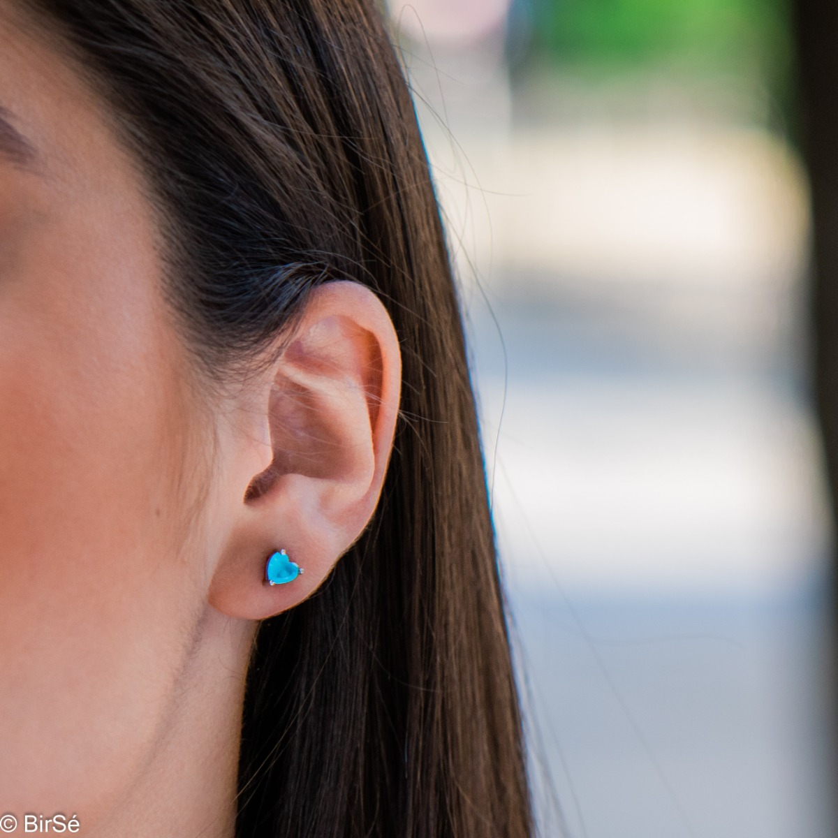 Exquisite earrings made of fine sterling silver in the shape of a heart, in a delicate combination with enchanted turquoise. Fastening with a pin is for more convenience, and the earrings are a suitable gift for the beloved girl