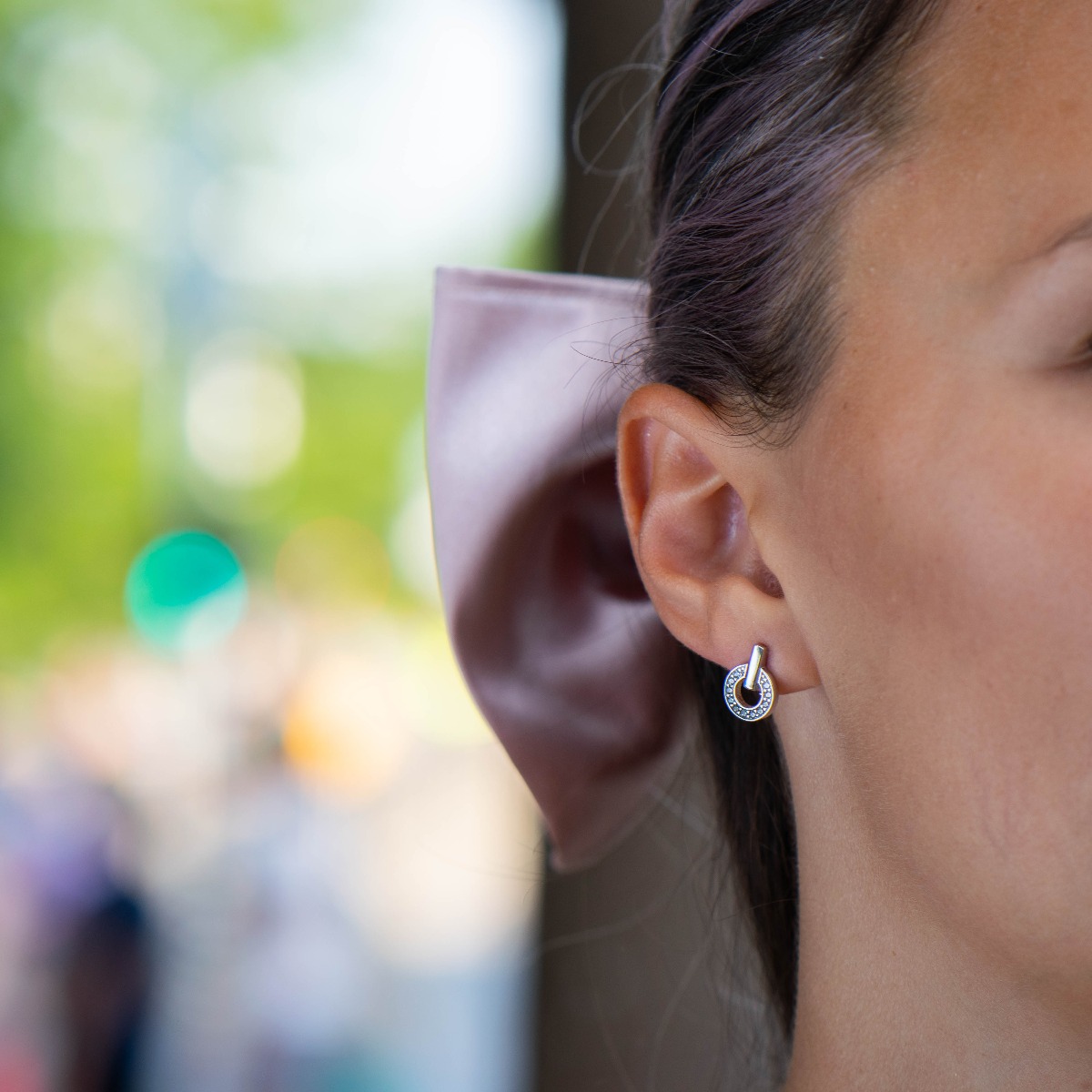 Silver earrings - Circle Zirconi