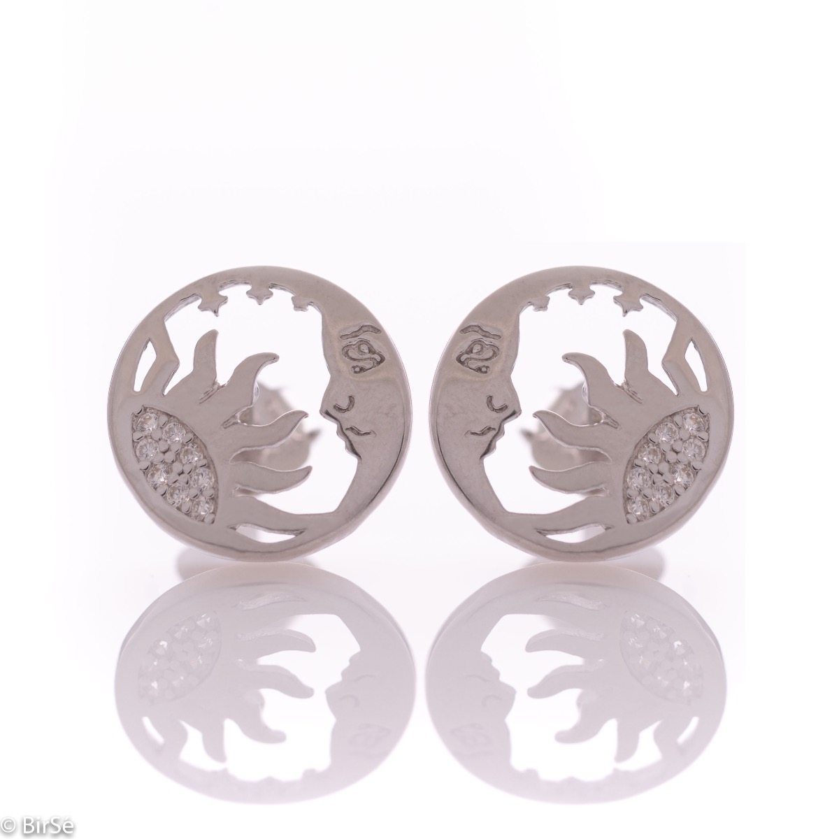 Wholesale Silver Earrings with Sun and Moon