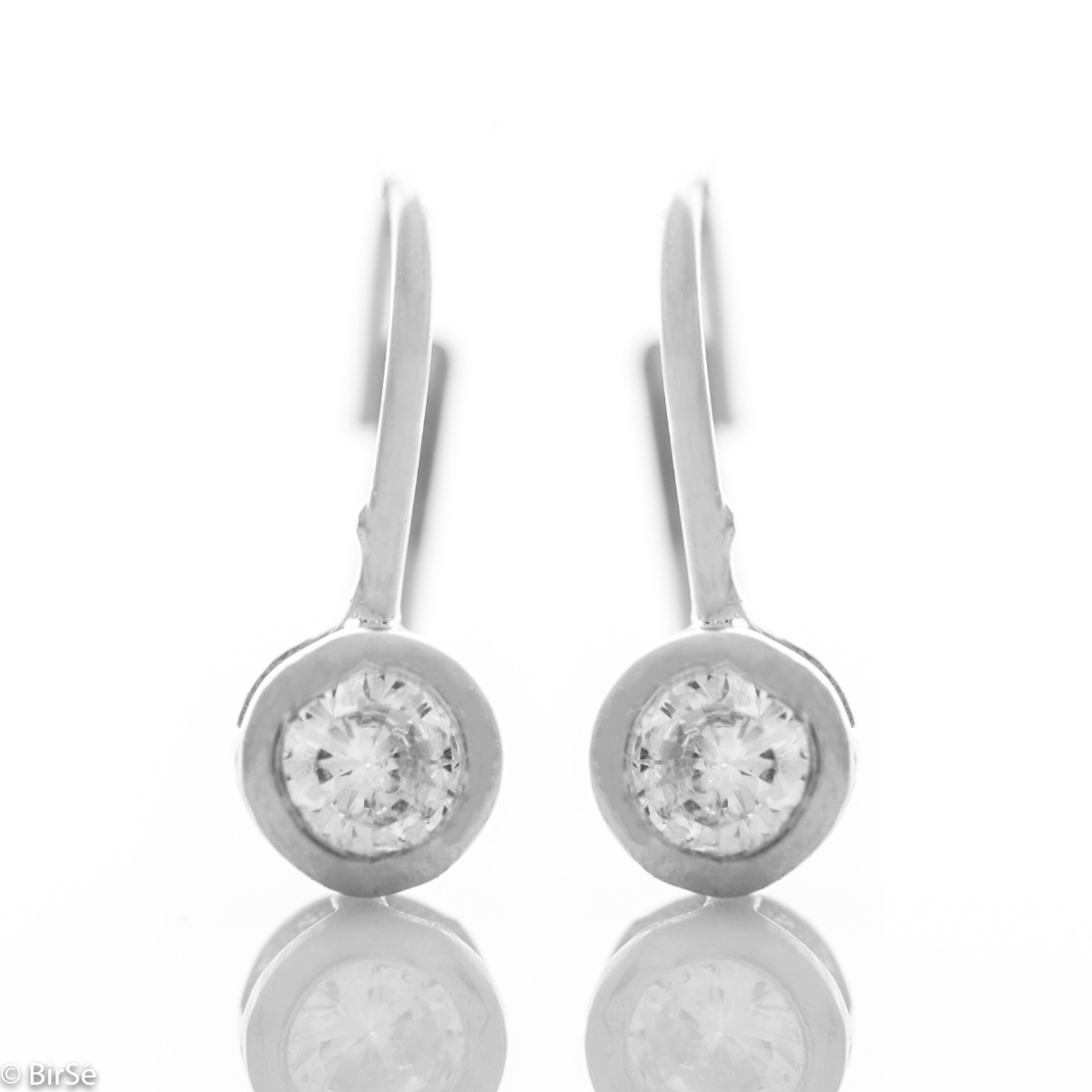 Silver Earrings with a Small CZ and Leverback Lock