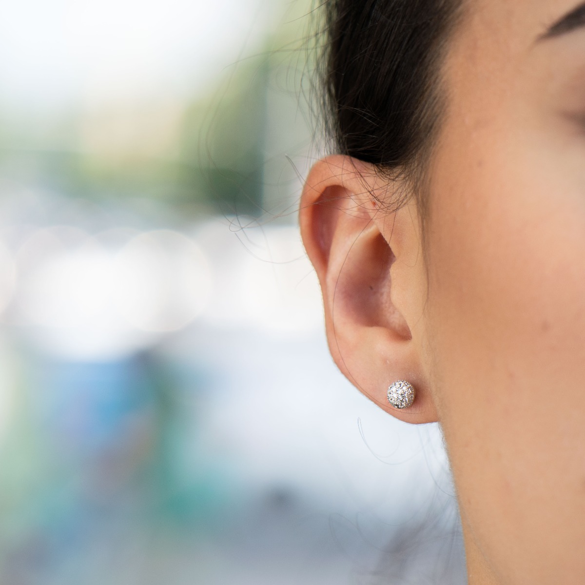 Silver earrings - Balls with zircons