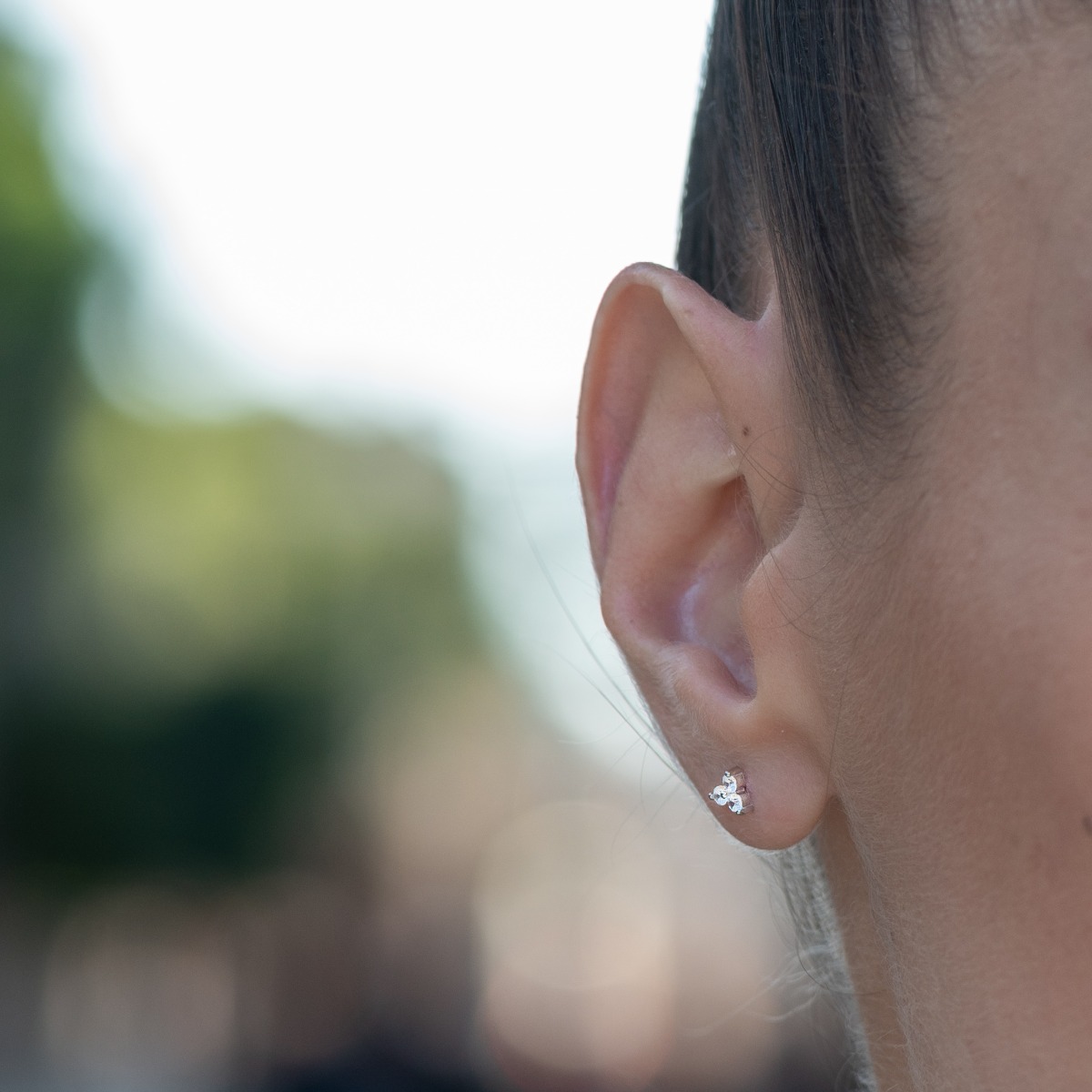 Silver earrings - Three zircons