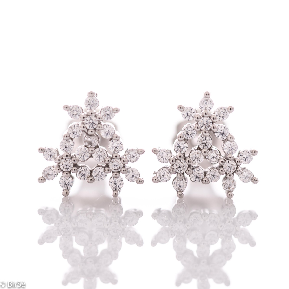 Silver Earrings with Snowflake Shape