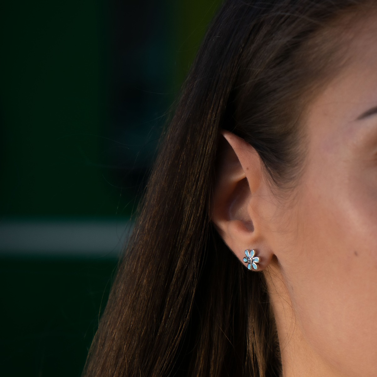 Silver earrings - Blue Flower