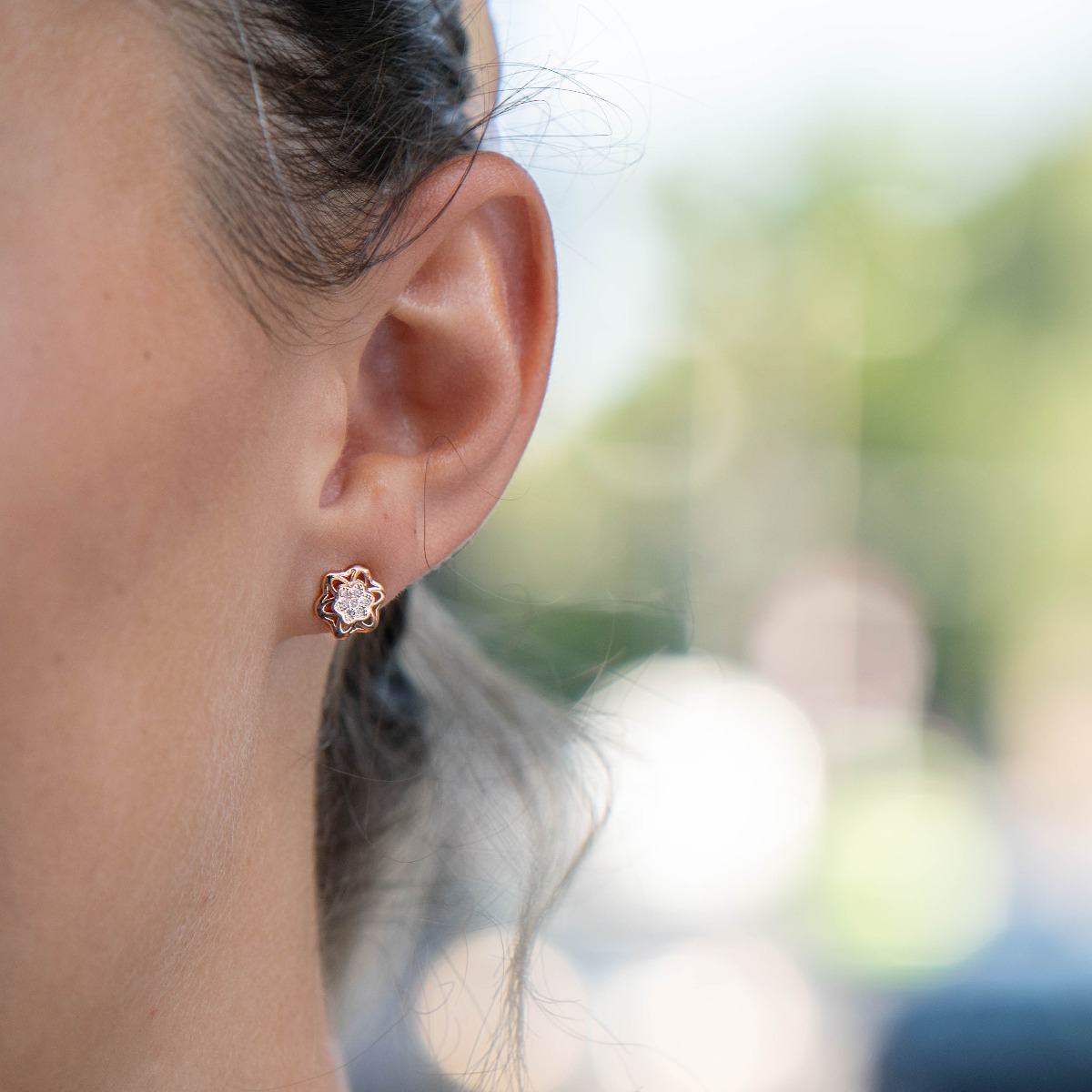 Silver earrings - Flowers 