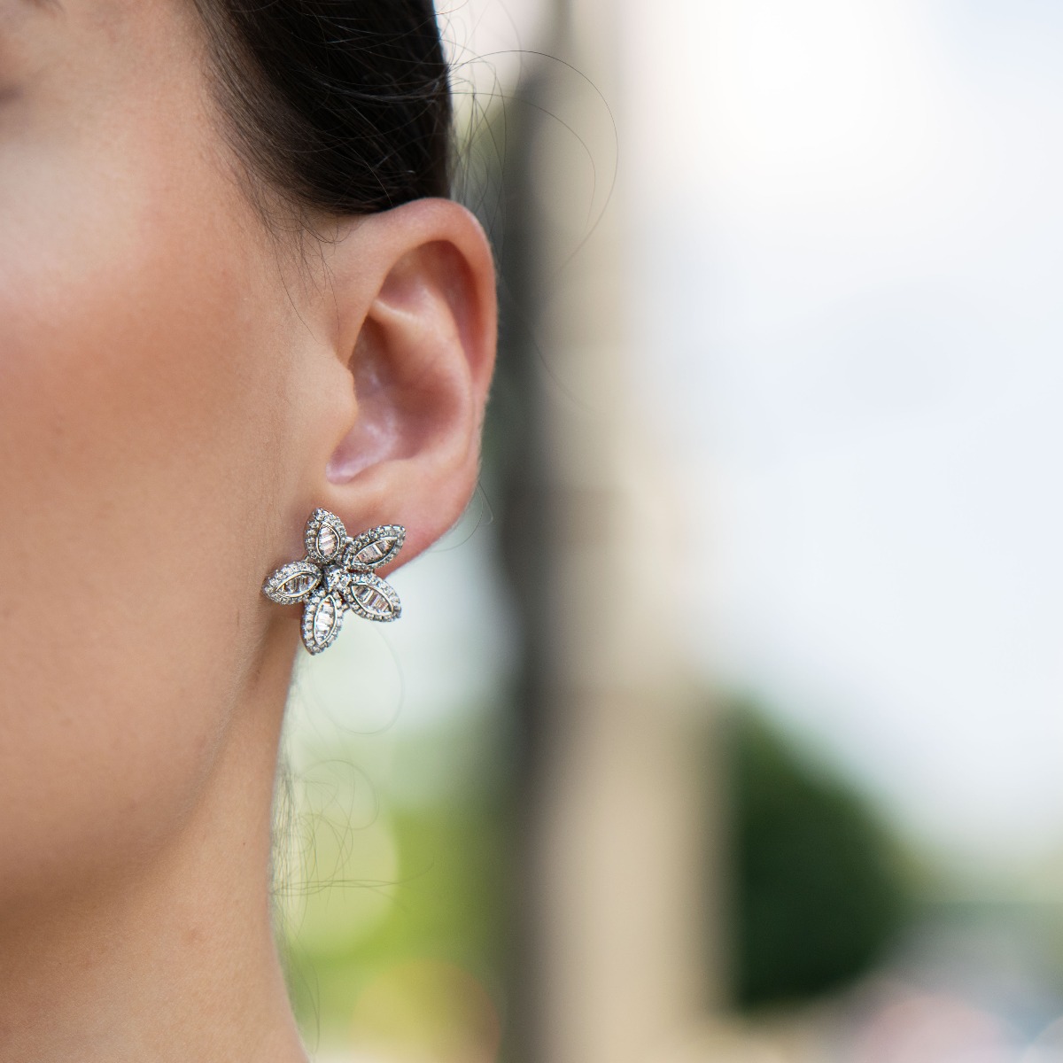 Silver Earrings - Delicate Flowers 