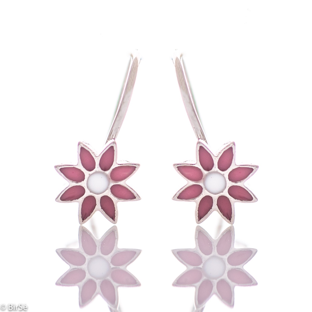 KidsSilver Earrings with Enamel Flowers