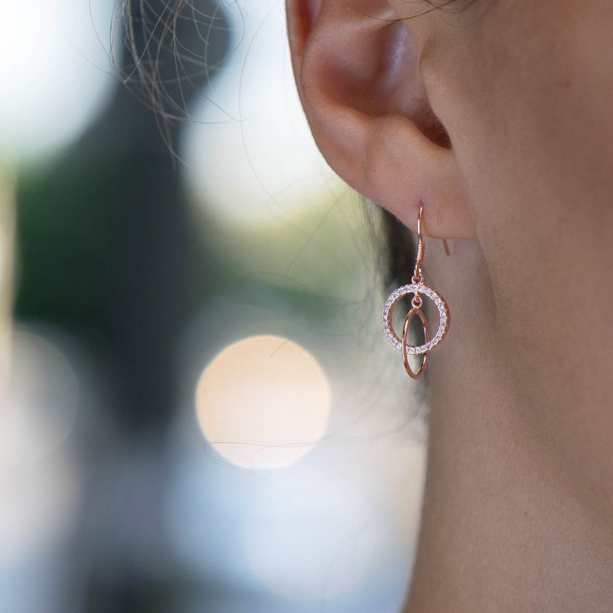 Silver earrings - Pink circles