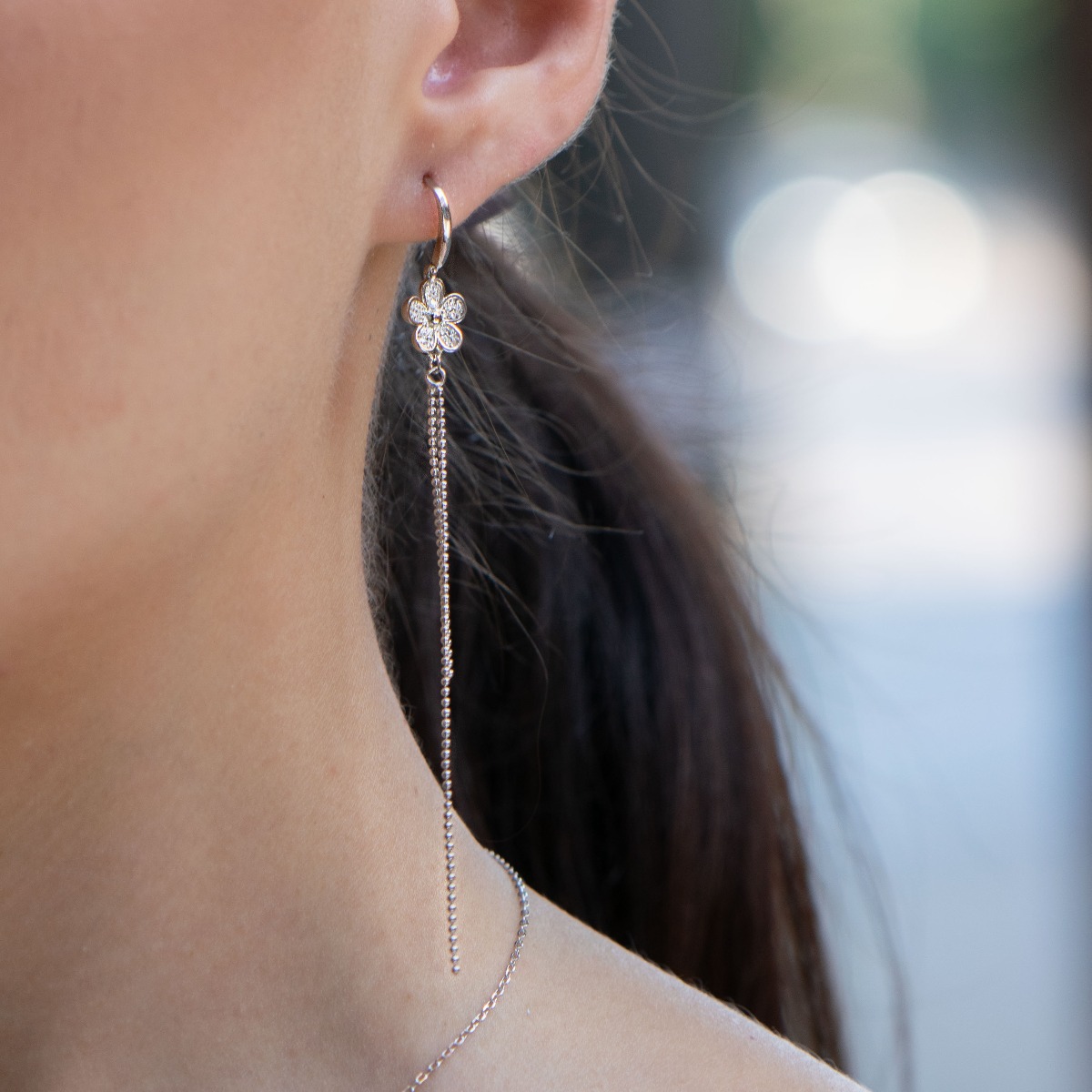 Silver earrings - Flowers