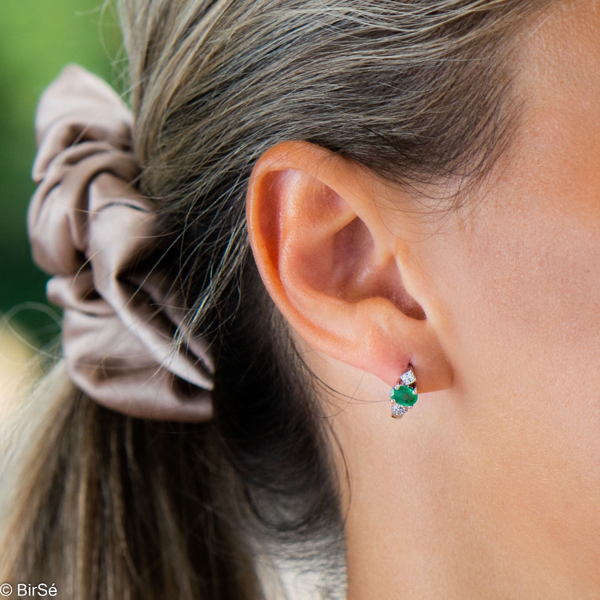 Silver Earrings - Natural Emerald 1,04 ct