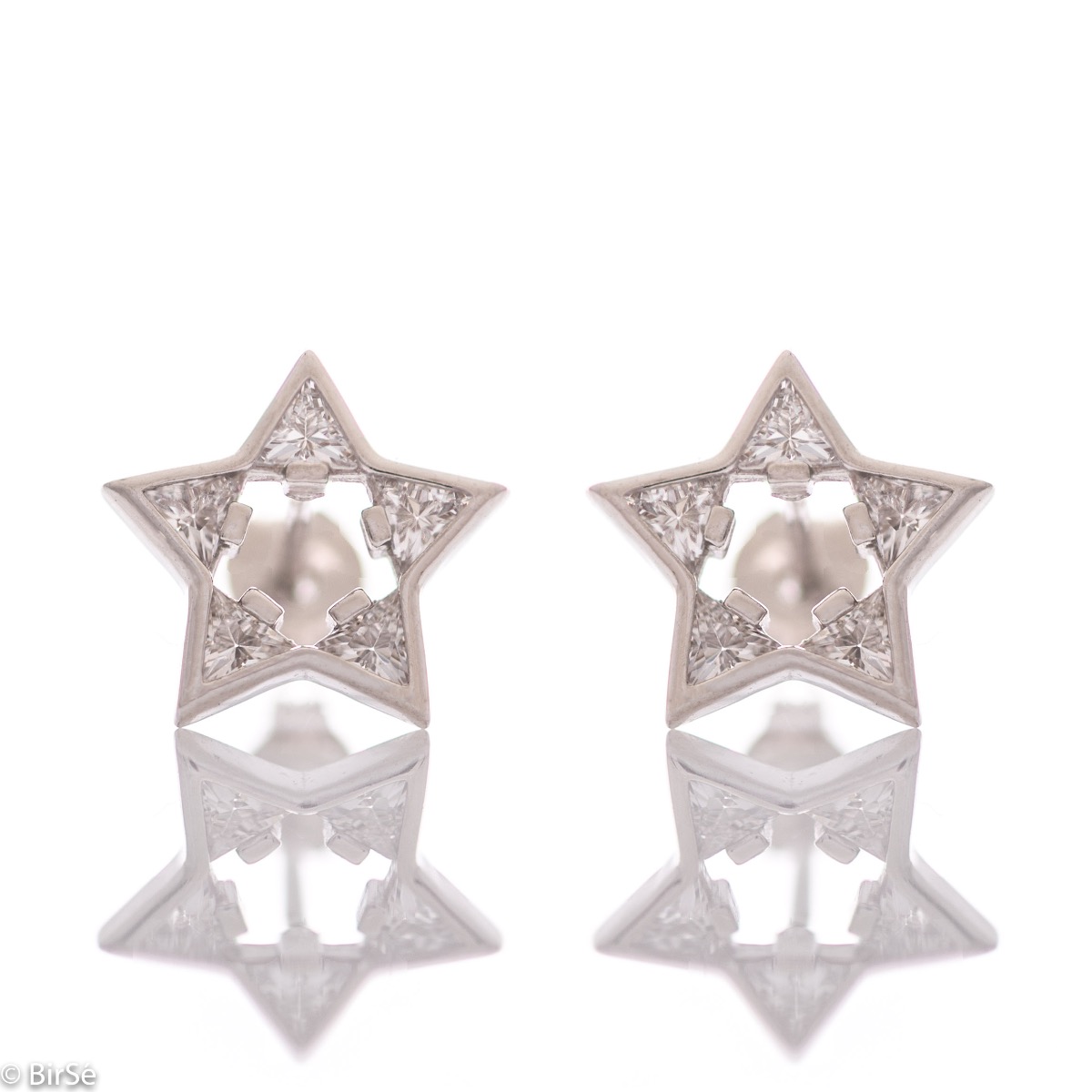 Exquisite Silver Star Earrings with CZ