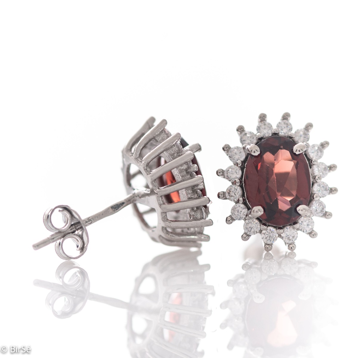 Silver earrings - Natural Garnet 2,80 ct.