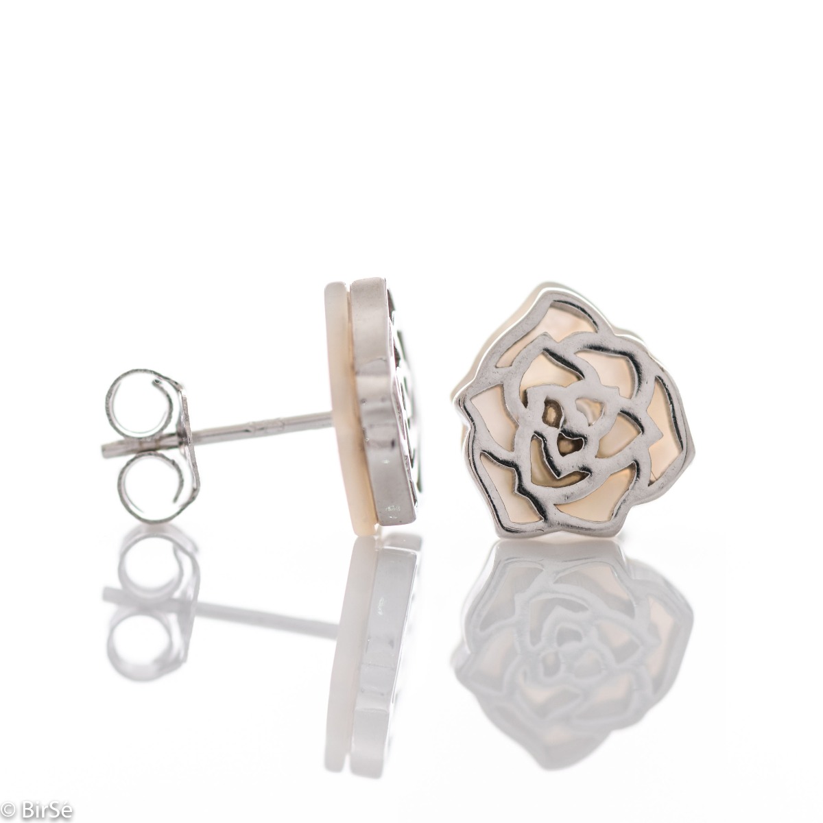 Silver earrings - Mother of pearl Rose