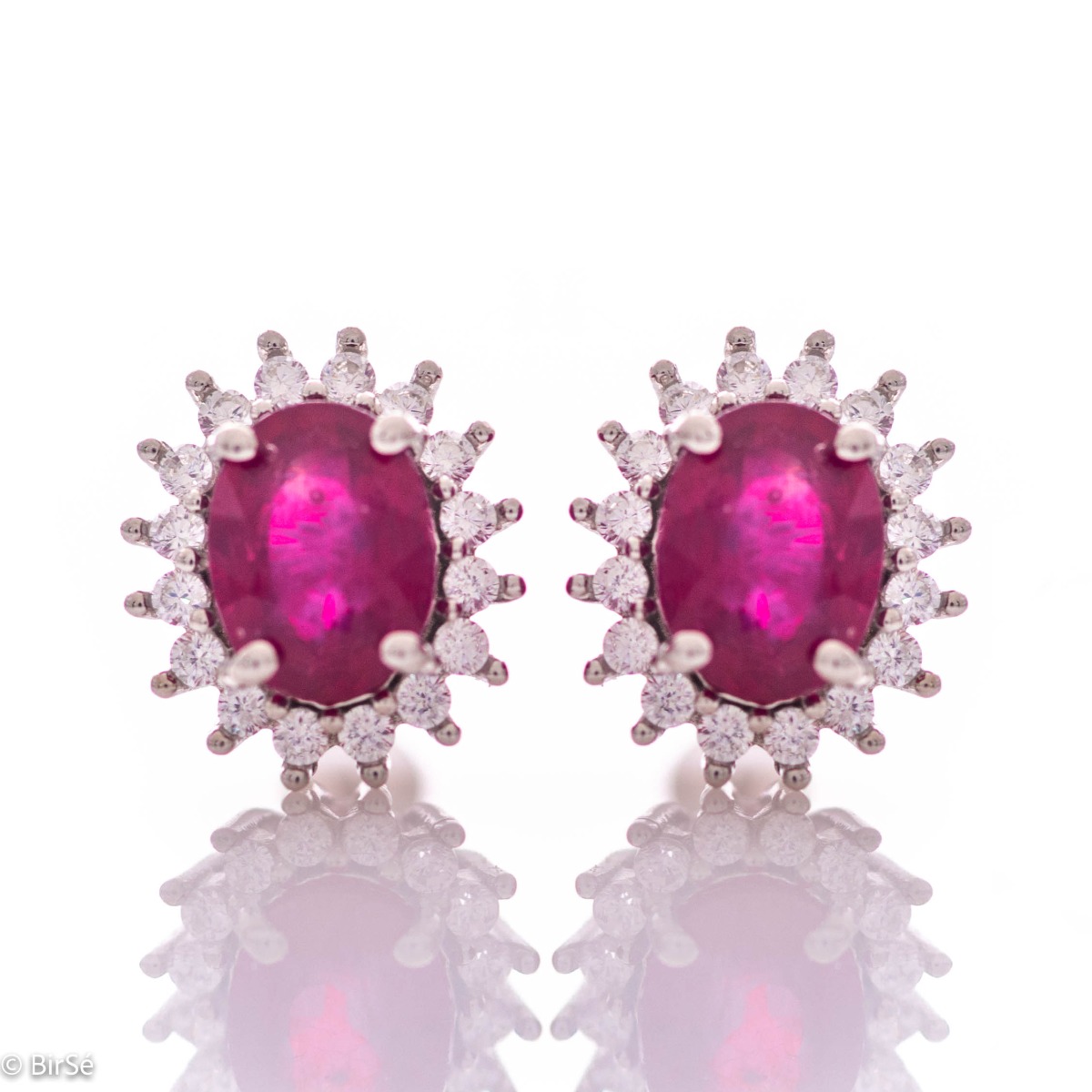 Silver earrings - Natural Ruby 3,10 ct.