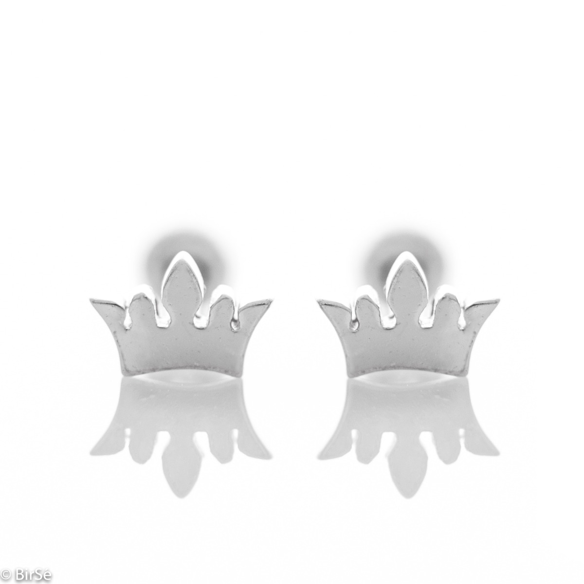 Kids Silver Crown Earrings with Screws