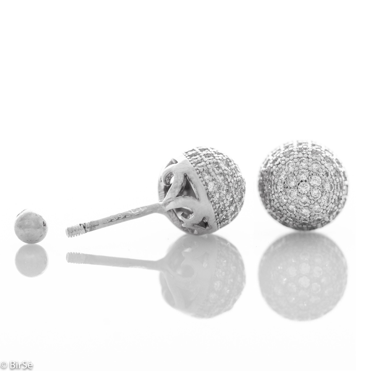 Silver earrings - Balls with zircons