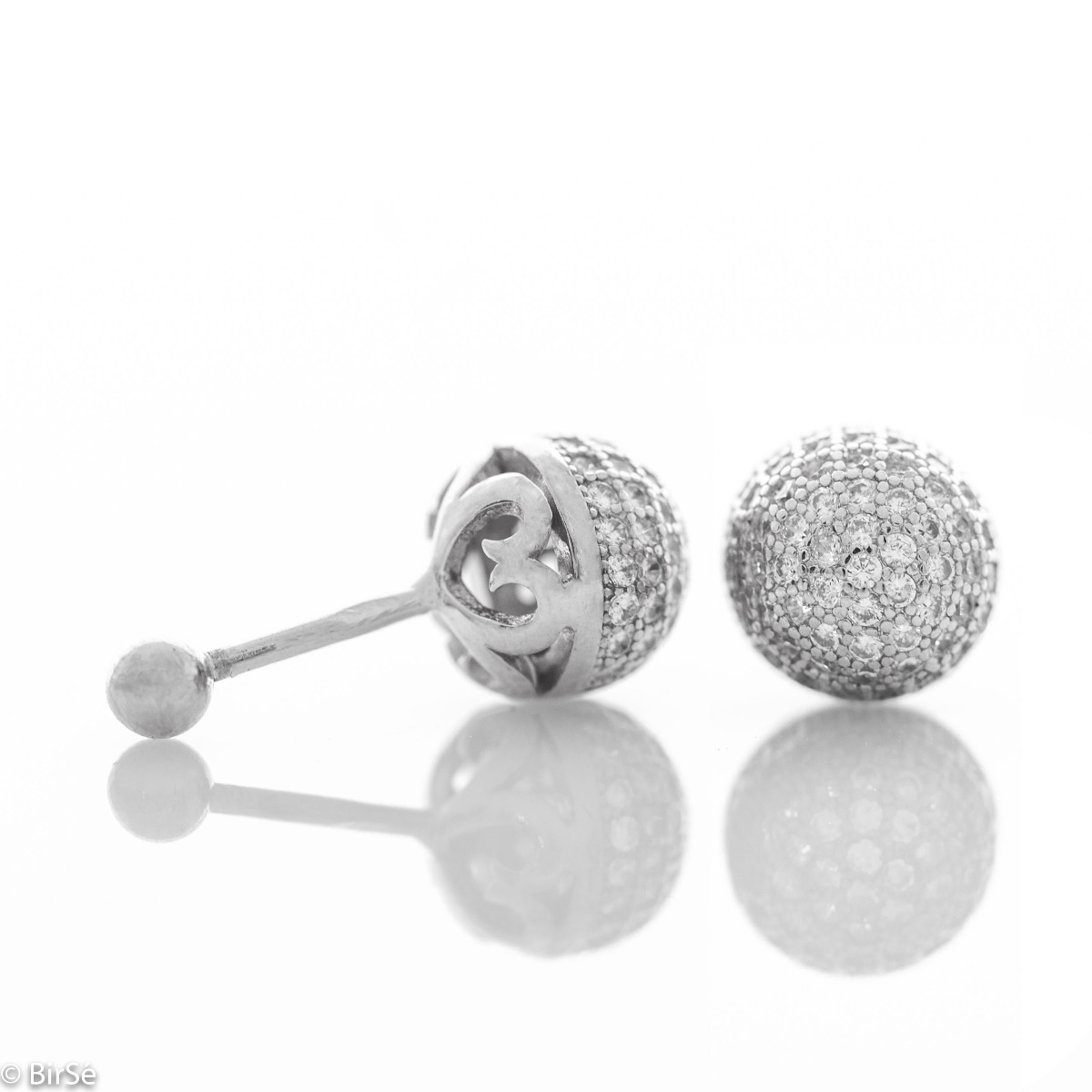 Silver earrings - Balls with zircons