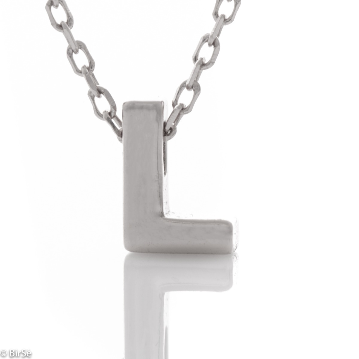 Finely crafted silver necklace for women with the letter L. A delicate and spectacular piece of jewelry, simple and cleverly combined with any rhodium-plated silver jewelry.