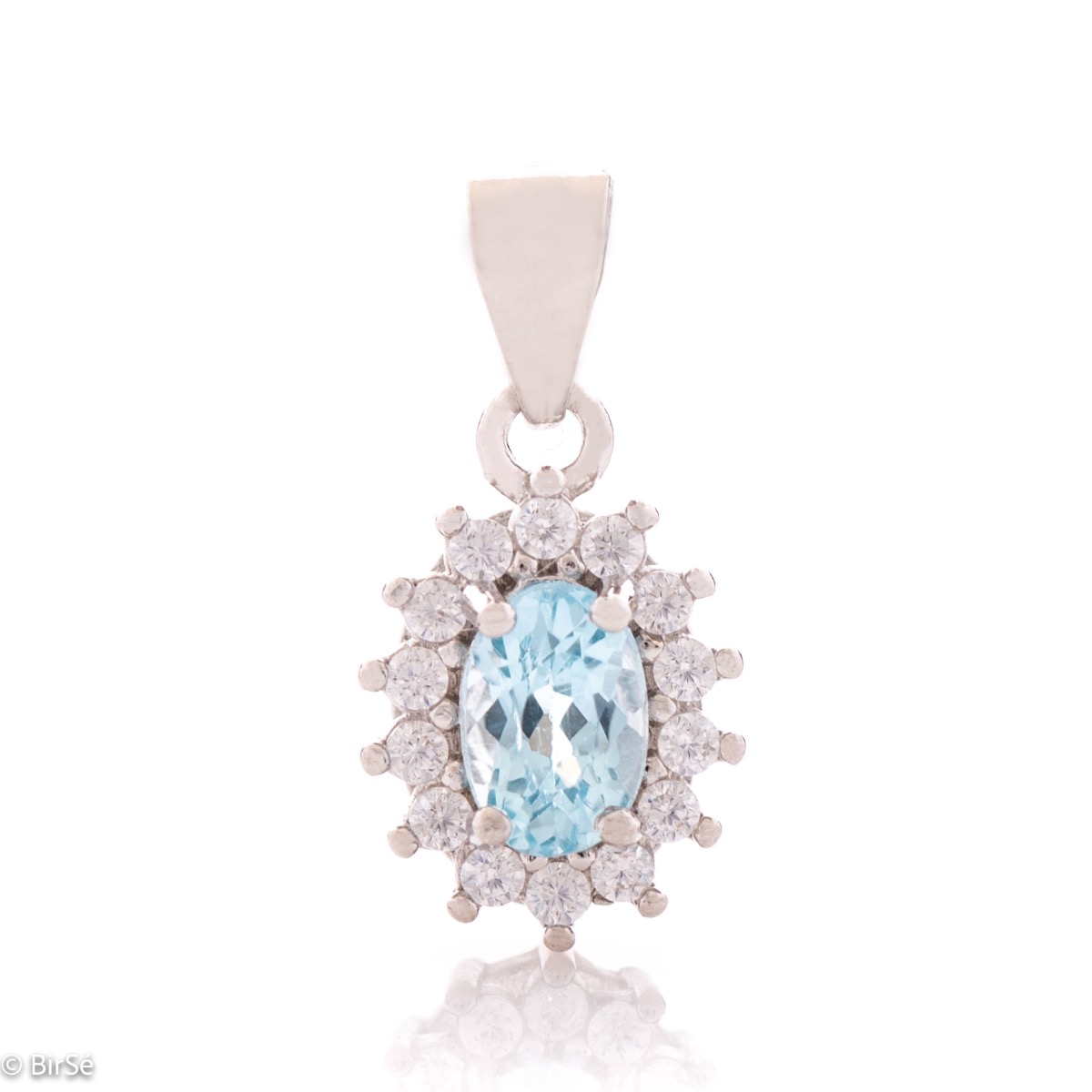 Silver Pear Blue Topaz Necklace 