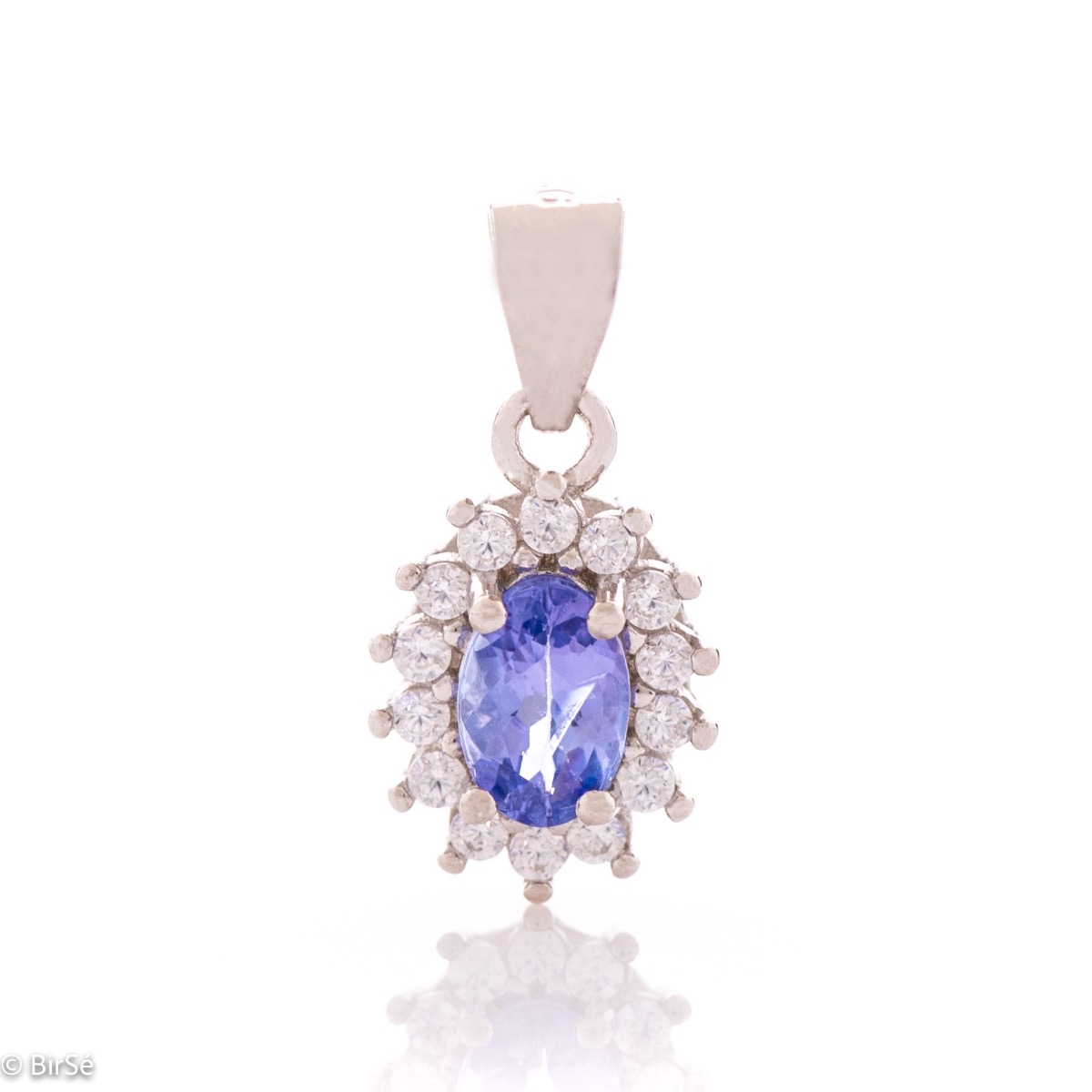 Exquisite Silver Necklace with Natural Tanzanite and Zirconi