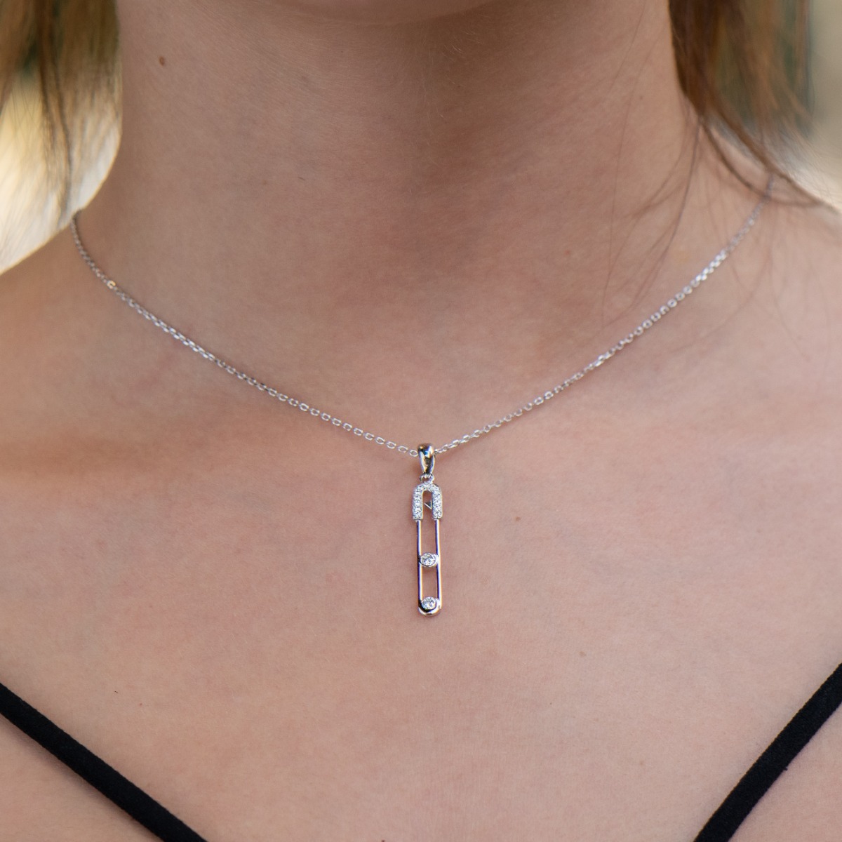 Silver Necklace with Zirconia