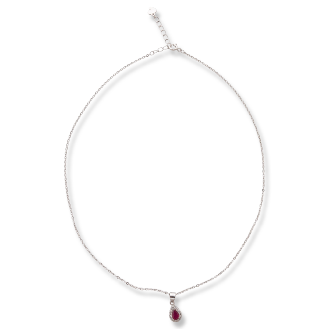 Silver necklace - Natural Ruby 0,50 ct.