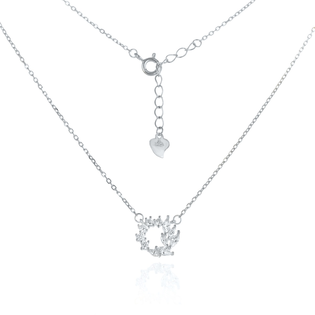 Silver Necklace with a Crown of Zirconia