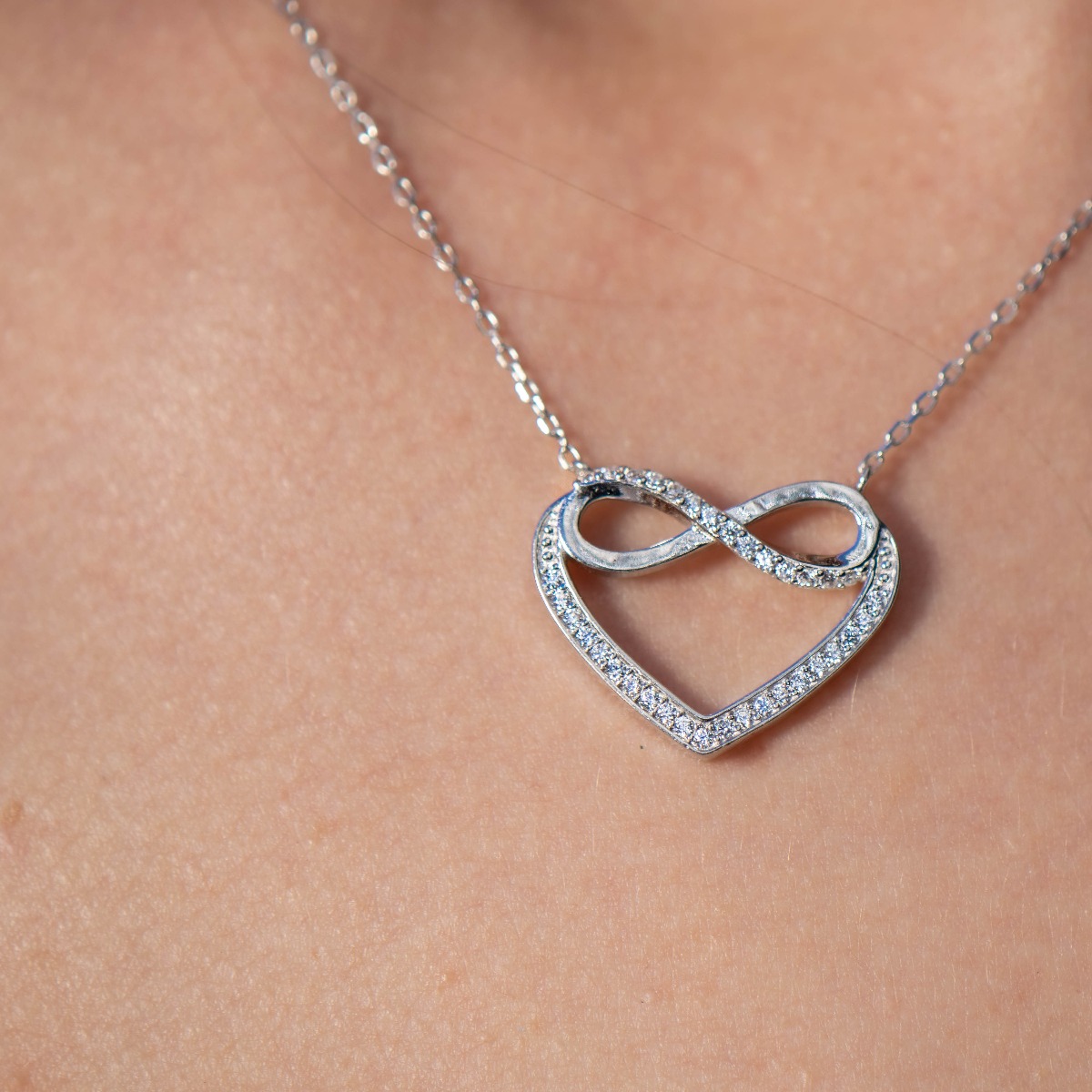 Silver necklace - Heart and infinity