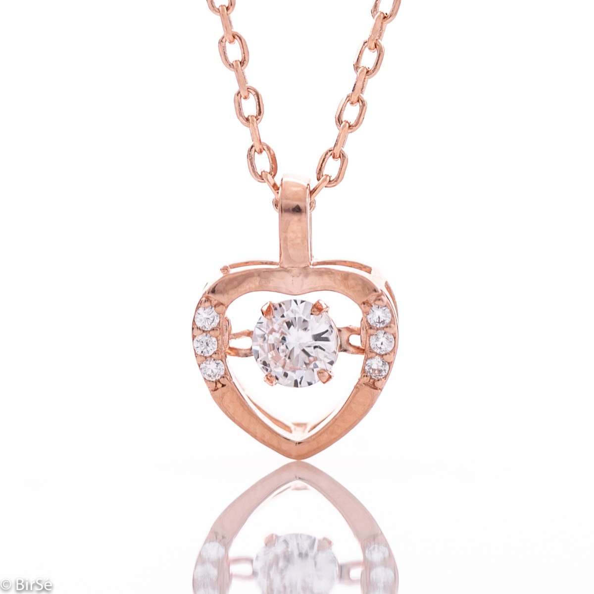 Stylish Rose Gold Necklace with Shiny Heart