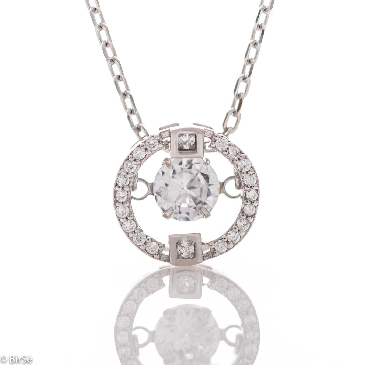 Stylish Silver Necklace with Sparkling Zircons