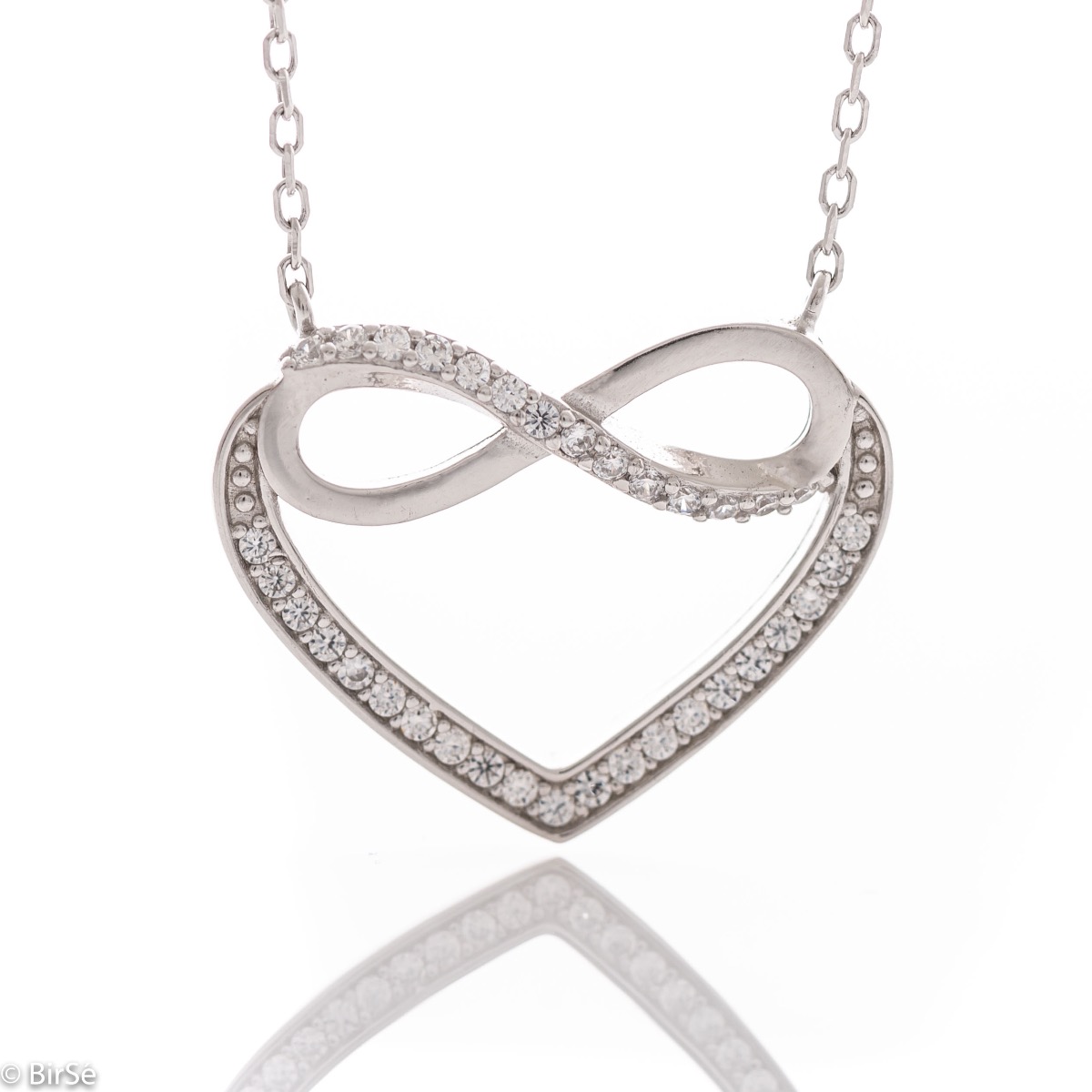 Silver Heart Necklace with Infinity Sign