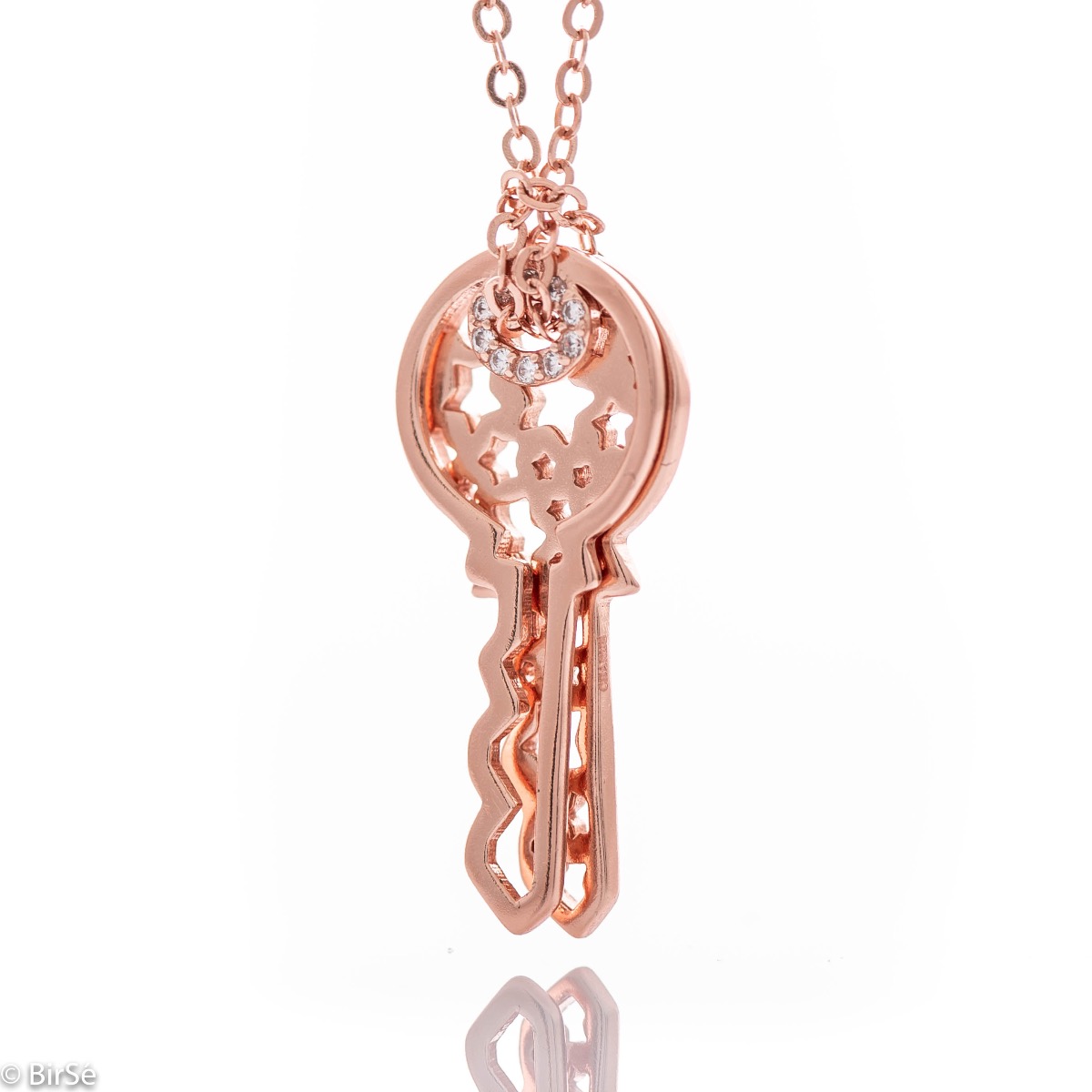 Stylish Rose Gold Silver Necklace with Keys