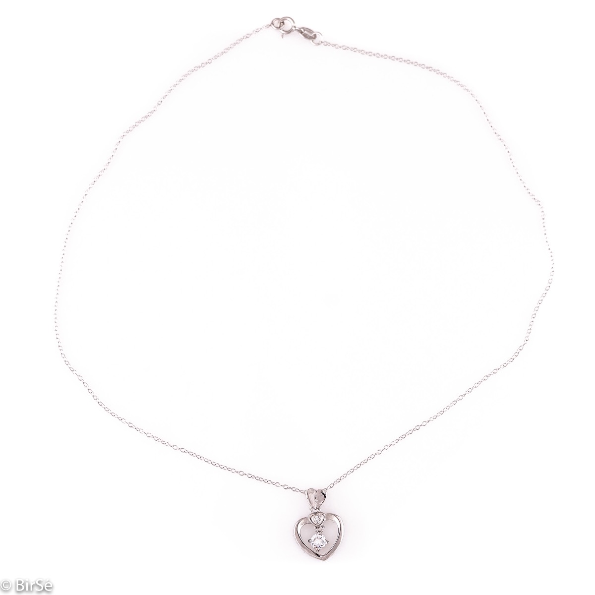 Delightfully gentle necklace of glittering rhodium silver with a uniquely beautiful zircon, beautifully executed in details and evoking romantic emotions. A necklace suitable as a gift for a loved one - daughter, wife, girlfriend or mother.