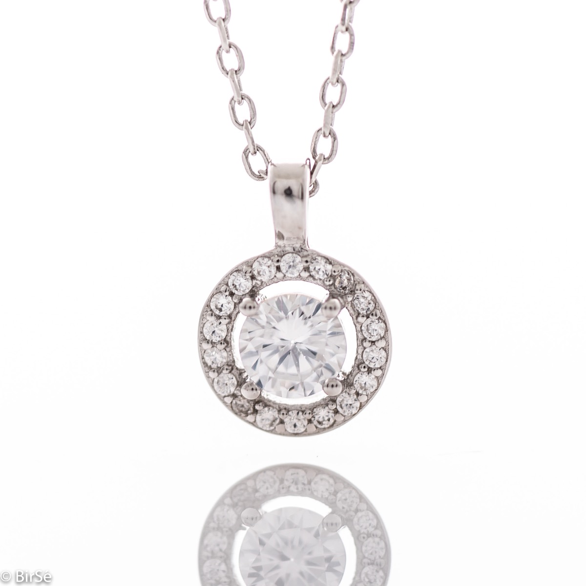 Beautiful Silver Necklace with Shining Zircons